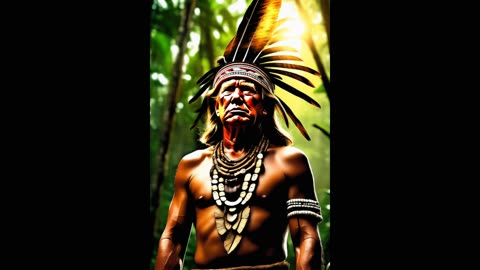 [AI art] Trump looking like Amazon rainforest Jungle tribes