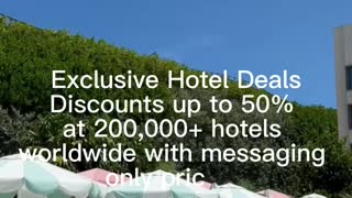 Exclusive Hotel Deals Discounts up to 50% at 200,000+ hotels worldwide with messaging only pricing.