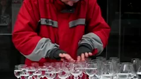 Mesmerizing glass harp street performance