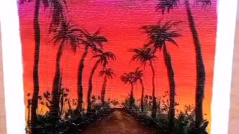Easy Sunset Painting _ Painting tutorial for beginners