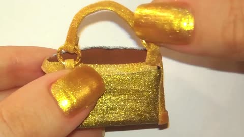 DIY Miniature Golden Handbag for Dollhouse | TUTORIAL – Crafts