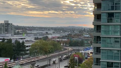 Skytrain entering Brentwood station Vancouver Canada