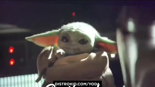 Baby Yoda playing music