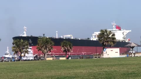 Ship Fida from the Marshall islands coming in to Port Aransas, Texas. 330 meters (1,100').