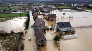 Drone video shows scale of flooding in Kosovo