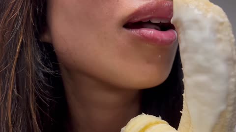 ASMR LICKING BANANA AND YOGHURT