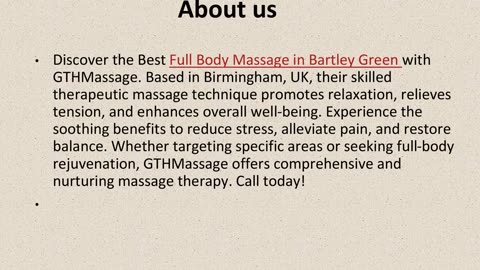 Best Full Body Massage in Bartley Green.