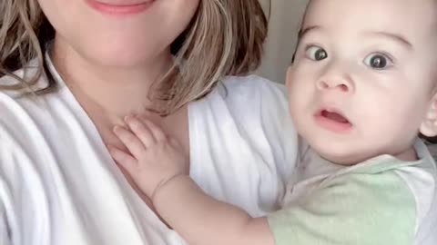 Baby Petrified by Mom's Face Filter