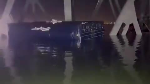 Close up footage of Baltimore bridge after Dali cargo crashed ☹️