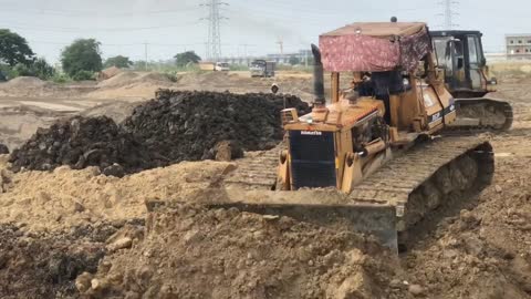 Amazing!!! Bulldozer Action Moving Dirt Filling Connect The Road