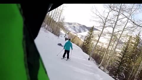 Guy Randomly Wipes Out on Skis in Slow Motion