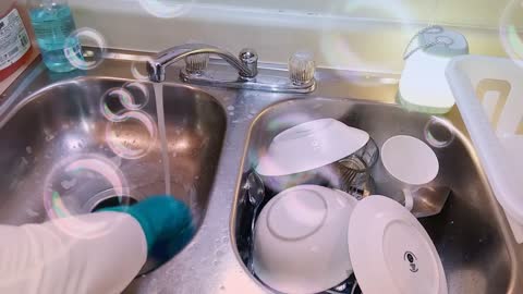 Relaxing Scrubbing Dishes