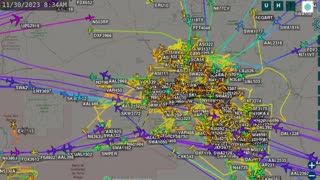 Nov 29th 2023 - Time Lapse Air traffic - Phoenix Arizona Large Map -