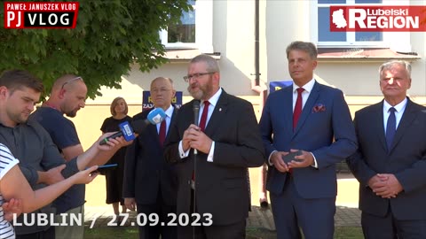 Konferencja kandydatów do Sejmu z Lubelszczyzny z udziałem Grzegorza Brauna. 27.09.2023