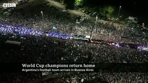 Celebrations as World Cup winners Argentina return home