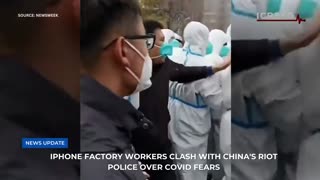China's Riot Police Clash With iPhone Factory Workers Over 'COVID Fears'
