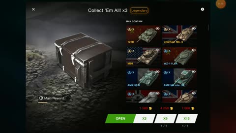 I open the container "Collect Em All ×3" for 1500 gold in wot blitz