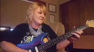 Texas Blues- Cari Dell- female lead guitarist jamming to Stevie Ray Vaughan style