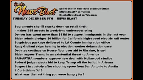 Tuesday, December 5, 2023 News Blast.