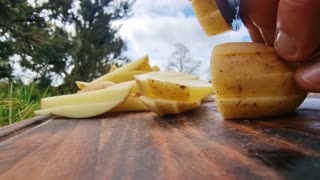 Crispy French Fries with Battered Fish cooked in the WILDERNESS! No Talk. ASMR cooking