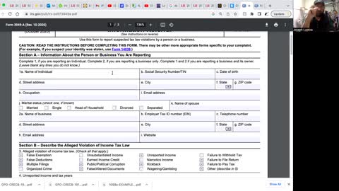 Filling out the 3949a form for the W4 sandwich