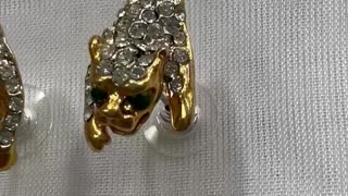 18KGP Leopard Post Earrings. Made with Swarovski Crystals. Cougar. Jaguar.