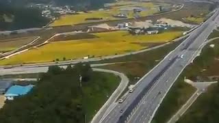 In South Korea 🇰🇷, the solar panels in the middle of the highway