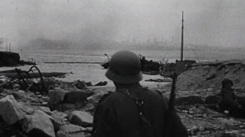 88mm Flak guns engage Soviet targets on land and at sea on the Kerch peninsula in May 1942