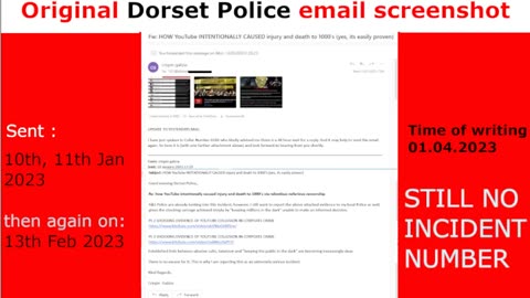 The original Email reporting YouTube to Dorset Police 10.01.2023
