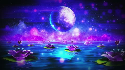 ancient chinese moonlight lotus lake poem recitation loop background video