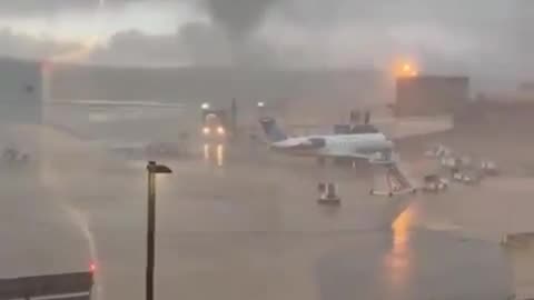 Tornado doing damage at Epply Airport in Omaha, NE