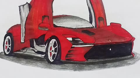 Ferrari car drawing 👹 #shorts #viral #viralvideo #ferrari #car