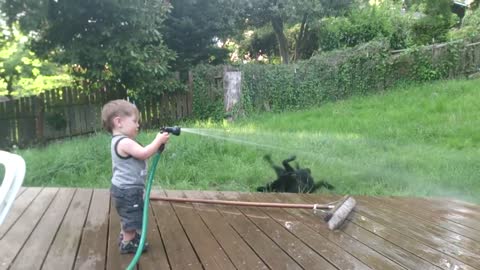 Best Friends - Russell and Cooper - Baby Laughing - Dog Bath