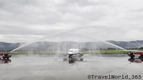 AMAZING!! Welcoming Royal Bhutan Airlines on Pokhara International Airport #trending #airlines