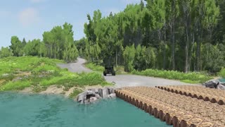 Cars vs 2 Log Bridges and Deep Water Flatbed Trailer Cars Transporatation with Truck - BeamNG.Drive
