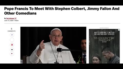 VATICAN TO CENSOR COMEDY- THE POPE IS MEETING WITH COMEDIANS TO STOP COMEDY THAT ISN'T INCLUSIVE-