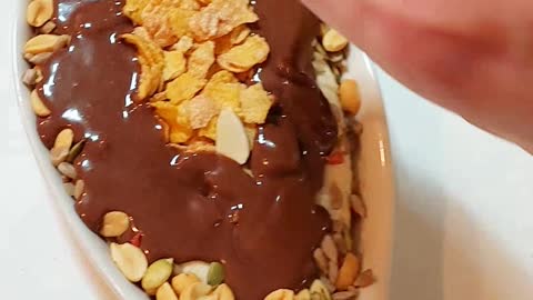 Banana Peanuts Melted Chocolate Frosting Generic Corn Flakes Night Time Snack