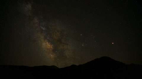 Milky way moving and mountains silhouette