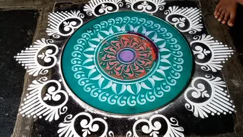 Big Stencil Rangoli designs for Diwali | रफ सरफेस पर सुंदर रंगोली बनाए Stencil से| simple Rangoli