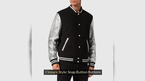 Philipp Plein Metallic Silver Leather College Bomber Varsity Jacket