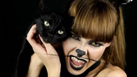 Halloween makeup tutorial: Mysterious cat