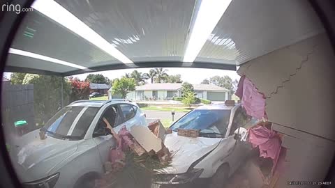 Video Doorbell Captures Car Crashing into Home