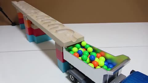 Marble Run Race ☆ HABA Slope, Dump Truck & Garbage Truck # 18