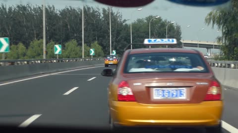 Cars on the Highway in Beijing, China