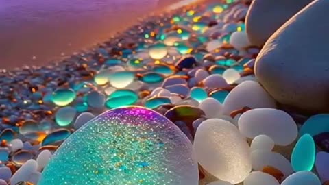 Beautiful glass pebble beach