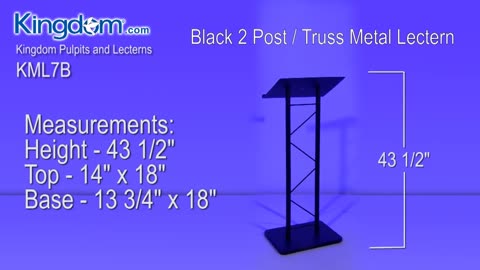 2 Post Truss Metal Lectern, Podium, Pulpit Black KML7B