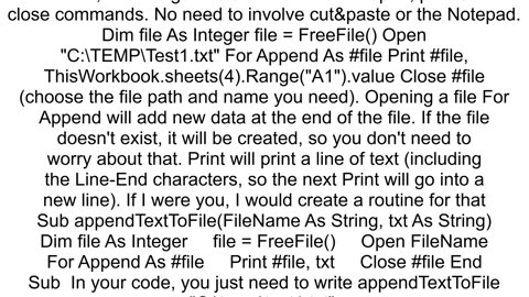 Copy from Cell In Excel and copy to next available Line in Text File