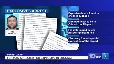 FBI arrests man accused of having explosive in checked luggage