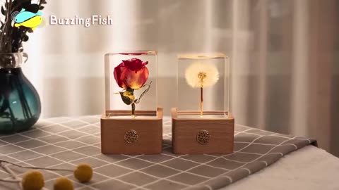 Resin Art Night Lamp Using Red Rose