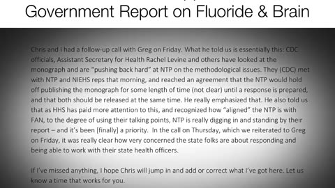 Emails reveal government suppression on report of fluoride effects on the brain.